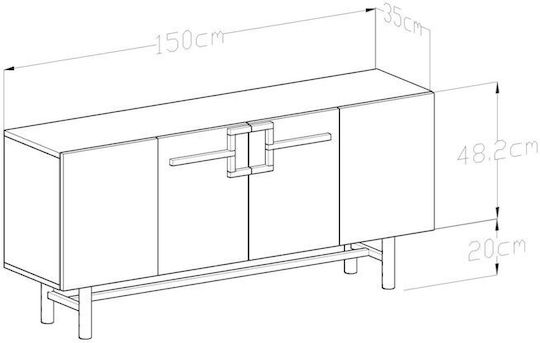 Μπουφές Ξύλινος Λευκός 150x35x48.2cm