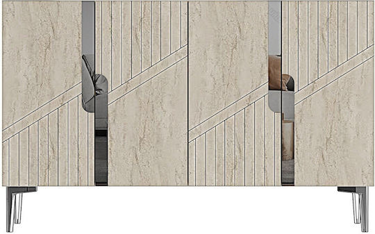 SteweHome Μπουφές Ξύλινος mit Spiegel Λευκά 120x32x75cm
