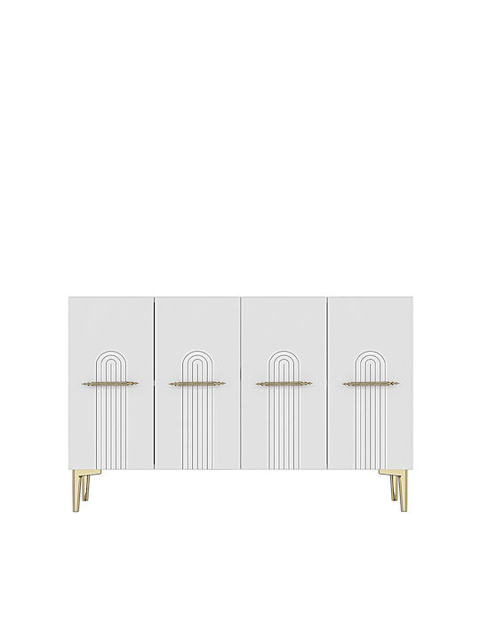 SteweHome Sideboard Aus Holz Weiß 120x32x75cm