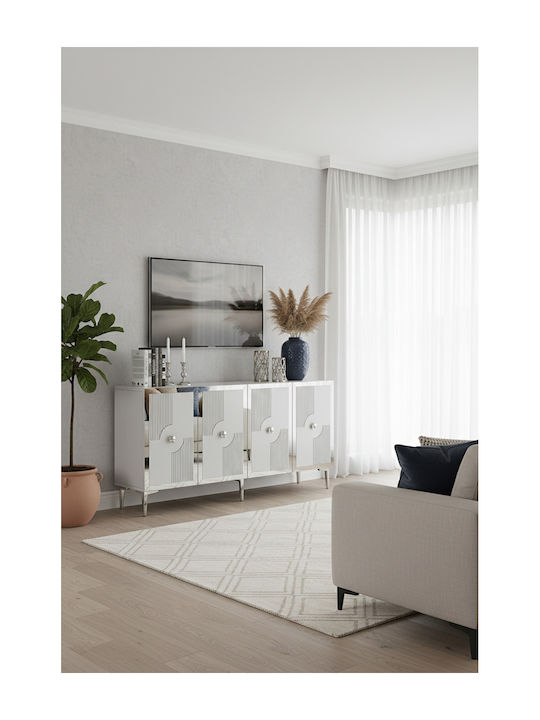 SteweHome Sideboard Holz 150x32x75cm Weiß