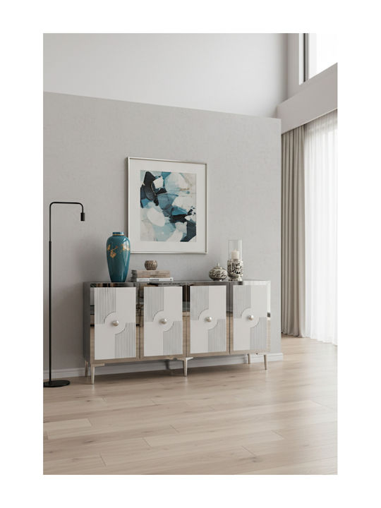 SteweHome Sideboard Holz 150x32x75cm Weiß
