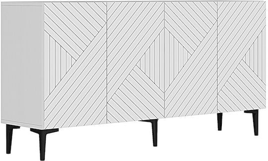 Μπουφές Ξύλινος Λευκός 150x32x75cm