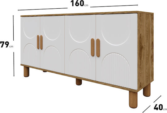SteweHome Sideboard Aus Holz Ecru 160x40x79cm