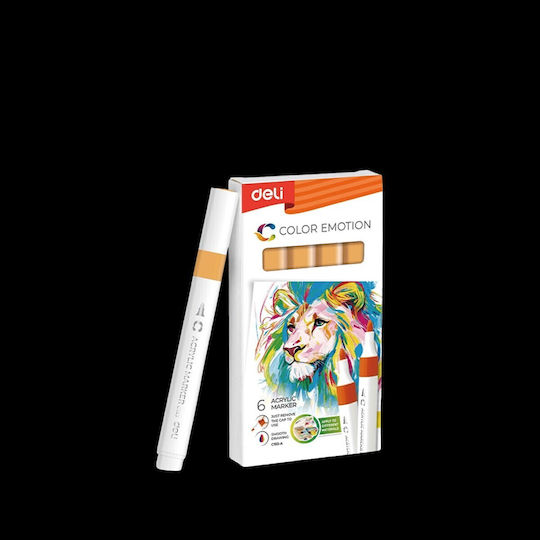 Deli Design Markers Color Emotion Orange Set 6pcs