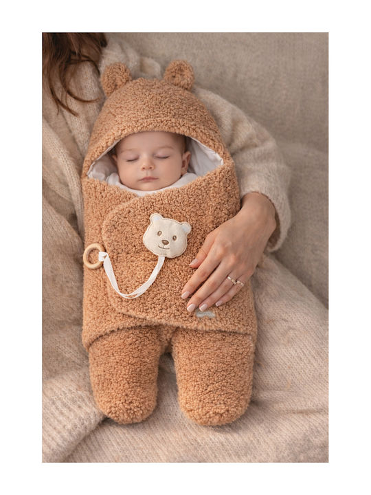 SteweHome Nursery Swaddling Cotton Brown Blanket 69x37cm