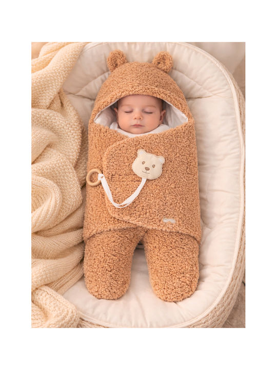 SteweHome Nursery Swaddling Cotton Brown Blanket 69x37cm