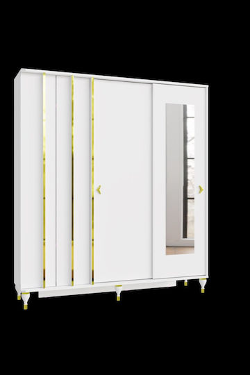 Mobilier Hol cu Oglindă și Dulap Alb 175x42.5x198cm