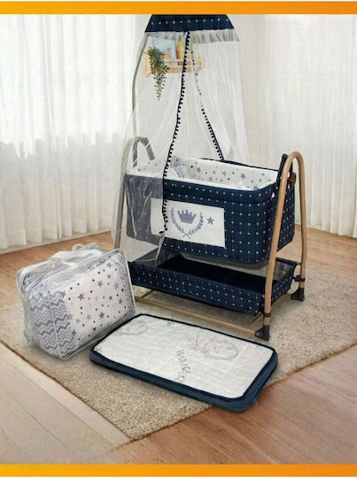 SteweHome Babywiege mit Matratze und Rädern Rosa