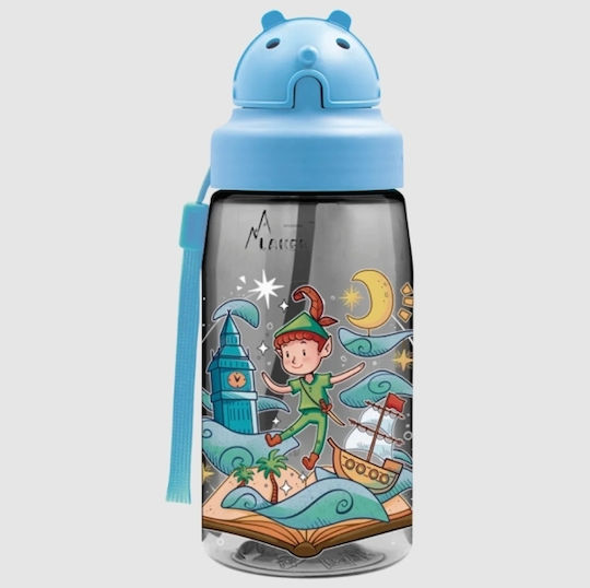 Laken Kids Water Bottle Plastic with Straw Blue 450ml