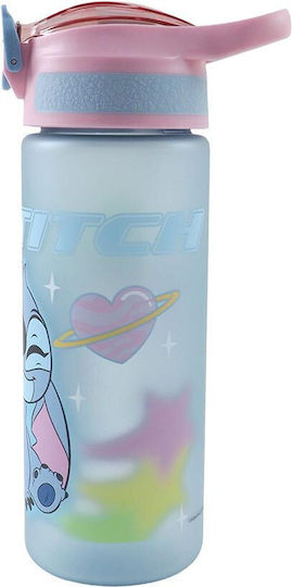 Gim Stitch Kinder Trinkflasche Kunststoff mit Stroh 600ml