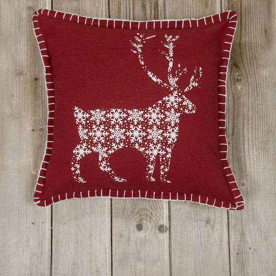 Nima Weihnachtsdekorativer Kissenbezug Quadratisch Glory Burgundisch 45x45cm
