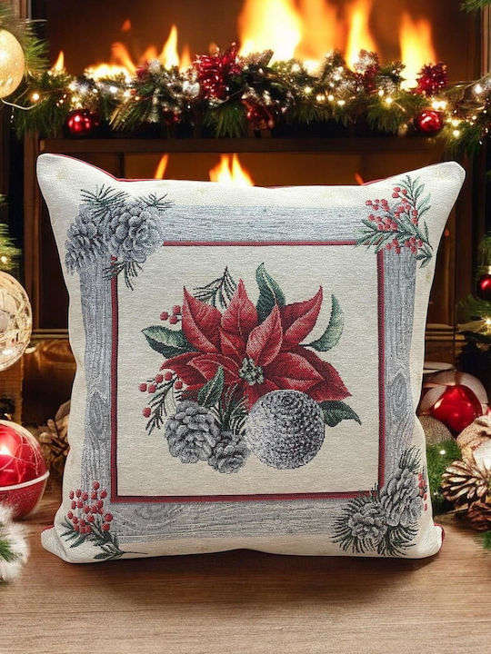 Linea Home Weihnachtsdekorativer Kissenbezug Quadratisch Xmas Box Silver 45x45cm