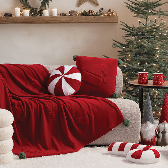 Nef-Nef Homeware Sweet Christmas Χριστουγεννιάτικο Διακοσμητικό Μαξιλάρι Τετράγωνο Κόκκινο 45x45εκ.