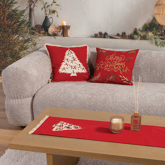 Възглавница Декоративна Коледна Пълнеж Christmas Deco Merry Червена Nef-nef Homeware 45x45