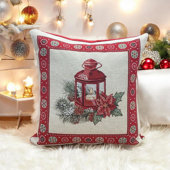 Linea Home Weihnachtsdekorativer Kissenbezug Quadratisch Xmas Light Mehrfarbig 45x45cm