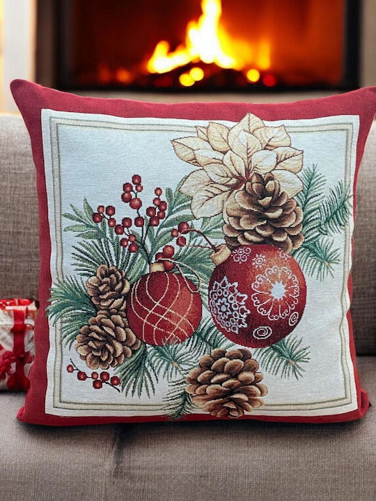 Linea Home Christmas Decorative Square Pillowcase Red 45x45cm