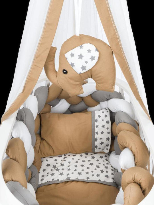 SteweHome Brown Baby Crib with Mattress and Wheels