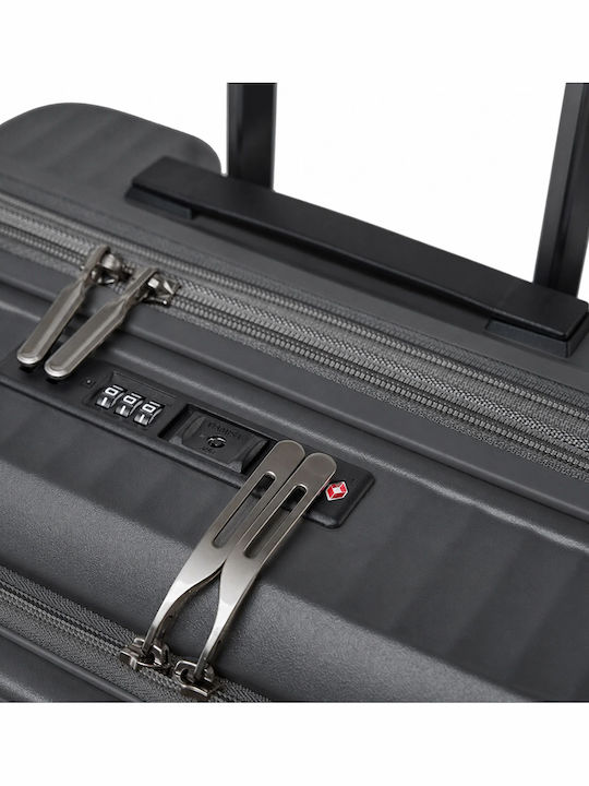 Nautica Βαλίτσα Ταξιδίου Καμπίνας Σκληρή Silver Grey με 4 Ρόδες Ύψους 55εκ.