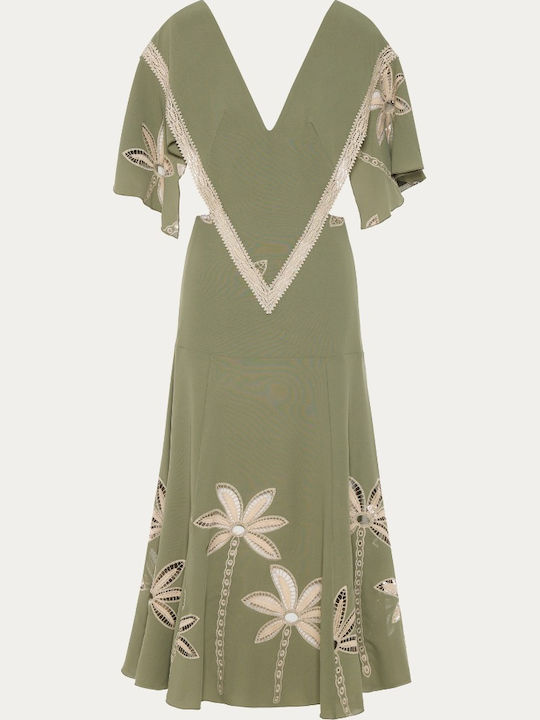 Midi Abendkleid Mit Spitze Grünes