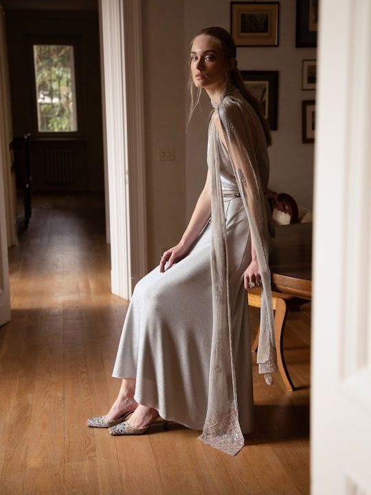 Maxi Damenkleid Für Hochzeit - Taufe Silber