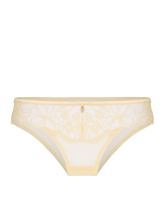 Damen-Slip Brasil mit Spitze Gelbe