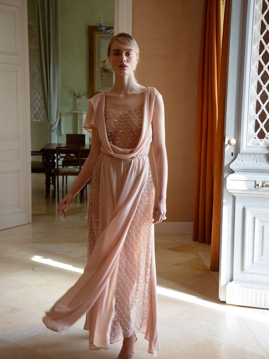Maxi Dress for Wedding and Christening Pale Pink