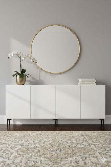 Wooden Sideboard White 180x32x75cm