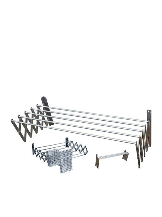 Folding Wall Clothes Drying Rack for Balcony from Aluminum with Hanging Length 5m