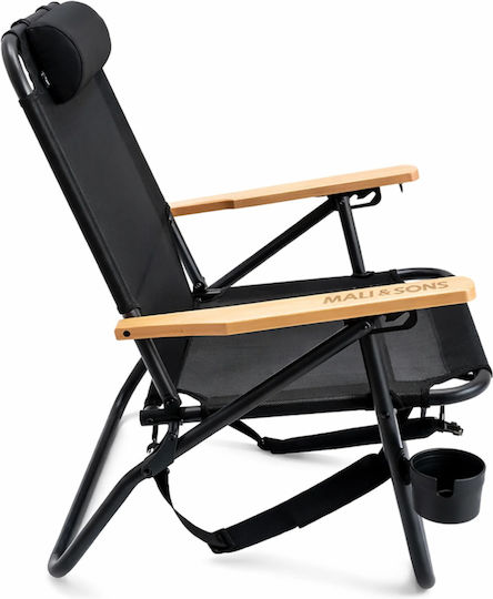Maui & Sons Καρέκλα Παραλίας Αλουμινίου Μαύρη 88x67x68εκ.