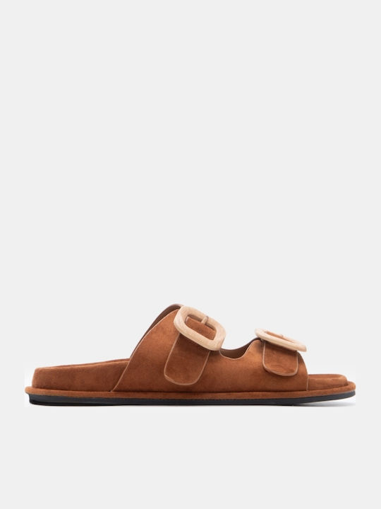 Damen Flatforms Braune Sandalen