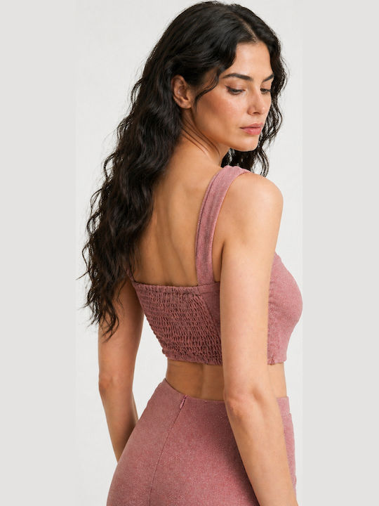 Γυναικείο Crop Top με Τιράντες Pink