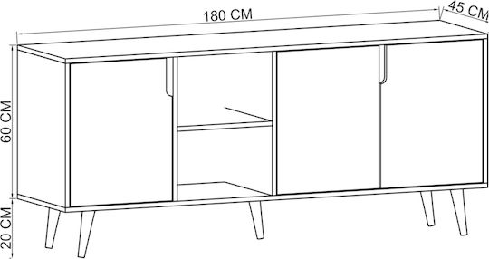 Μπουφές Ξύλινος Πολύχρωμος 180x45x80cm