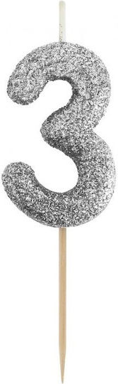 GoDan Geburtstagskerzen 3 Schwarze Glitzer 11x3.5 cm