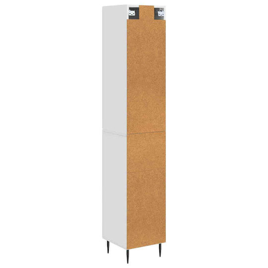 vidaXL Bathroom Column Cabinet Wall Hung M33xD34.5xH90cm White