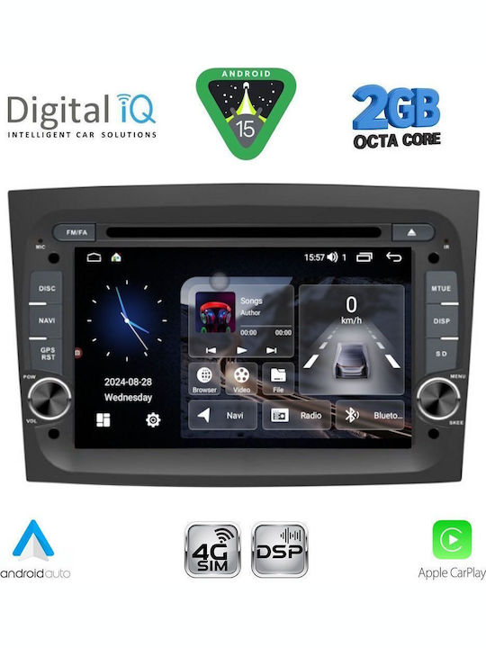 Digital IQ Car Audio System for Fiat Doblo 2015-2022 Bluetooth USB WiFi GPS Apple CarPlay Android Auto with 7" Touch Screen