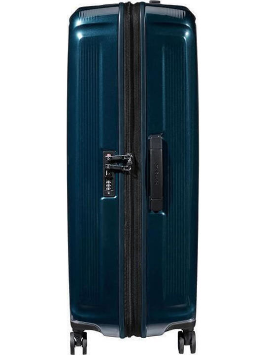 Samsonite Spinner Large Hard Suitcase Metallic Dark Blue Height 75cm