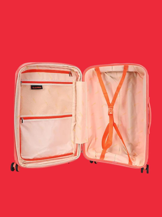 Amber Medium Hard Suitcase Peachy Red Height 66cm