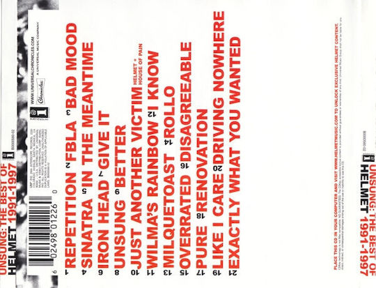 Helmet (2) - Unsung: The Best Of Helmet (1991-1997) CD Μουσικής