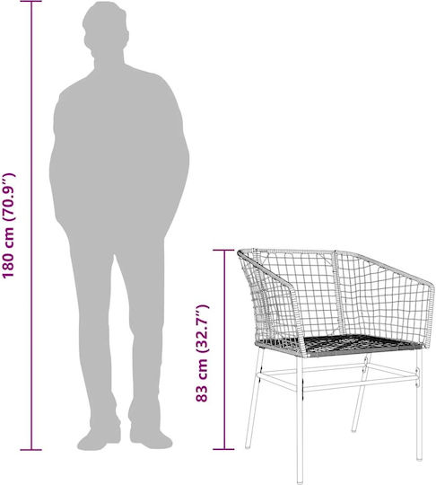 Garden & Outdoor Furniture Set Dining Room 3 Pieces Black with Pillows