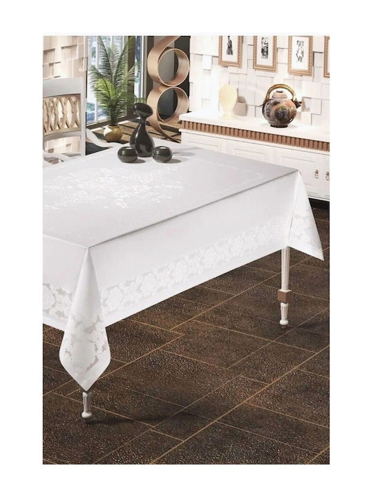 SteweHome Tablecloth With Lace Stain Resistant White 160x220cm