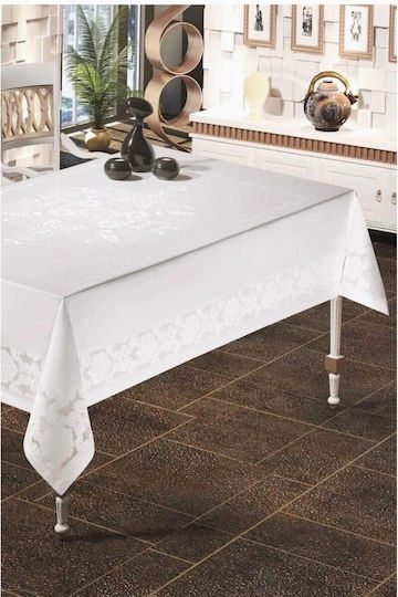 SteweHome Tablecloth with Lace Stain Resistant White 160x220cm