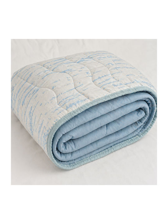 Kotonia Home Pătură Dublă cu Umplere Microfibra 200x230 cm Albastru Deschis 150 GSM