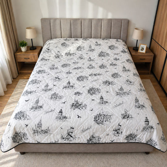 Kotonia Home Double Quilt with Microfiber Filling 200x230cm Istanbul Landscape Design 150 GSM