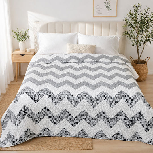 Kotonia Home Κουβερλί Ημίδιπλο White And Gray 180x230cm