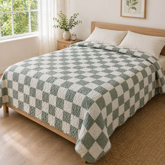 Kotonia Home Κουβερλί Ημίδιπλο White And Green 180x230cm