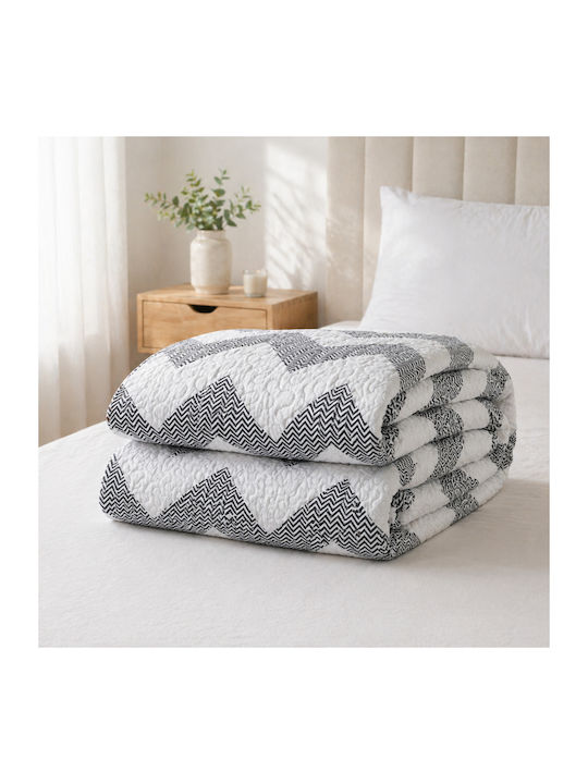 Kotonia Home Шалте Хемидипло Микрофибър Бяло И Сиво 180x230см