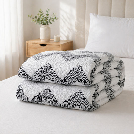 Kotonia Home Coverlet Double Microfiber White And Gray 180x230cm