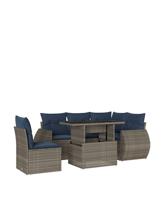 Set Camera De Zi Exterior 6 Piese Gri Cu Perne