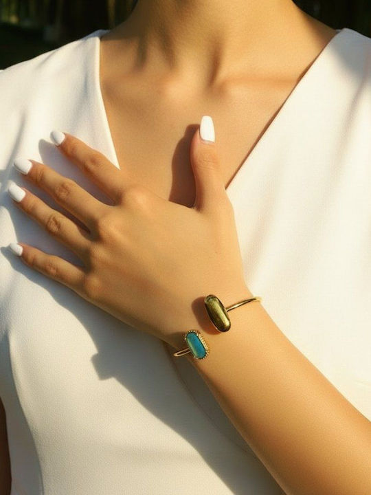 Callajewels Women's Gold Plated Steel Handcuff Bracelet