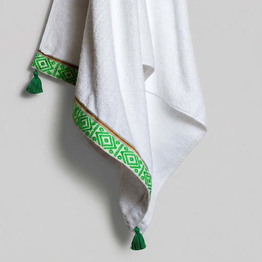 White Fabric Cotton White Beach Towel 80x160cm